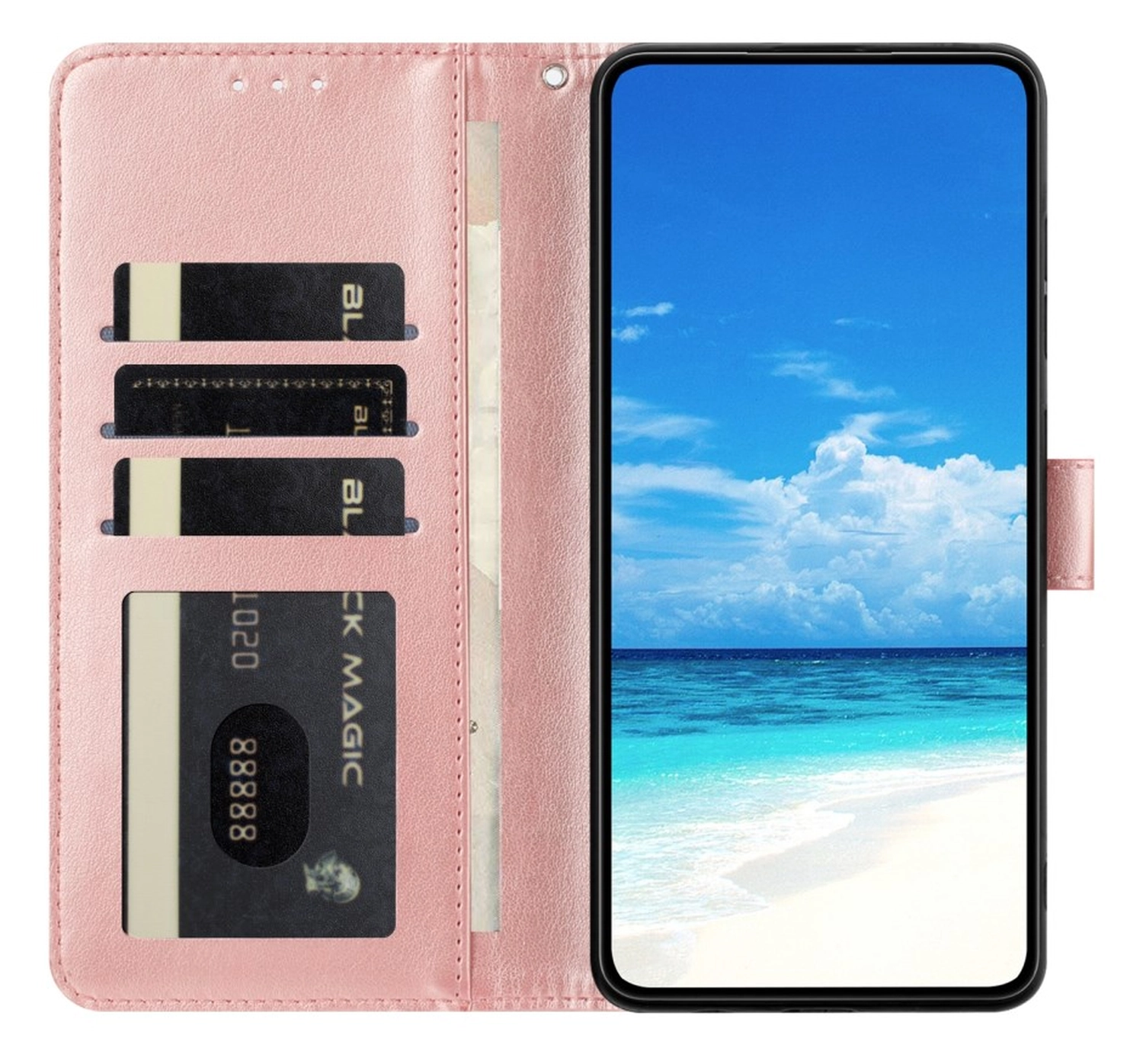 Xiaomi Redmi Note 14 Pro 4G Hoesje Vlinder Bloem Book Case Pasjeshouder Roze afbeelding 2