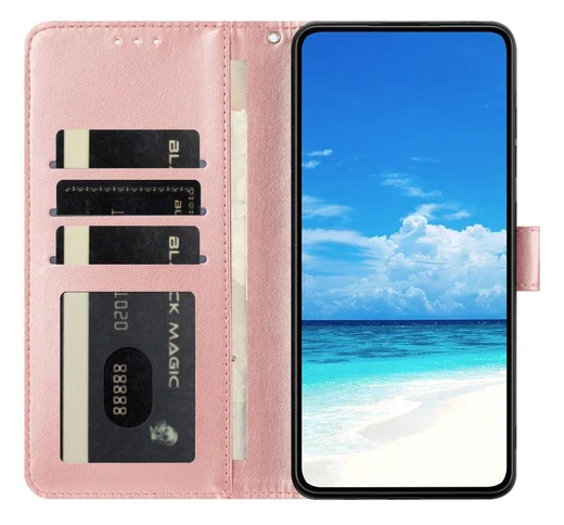 Xiaomi Redmi Note 14 Pro 4G Hoesje Vlinder Bloem Book Case Pasjeshouder Roze afbeelding 2