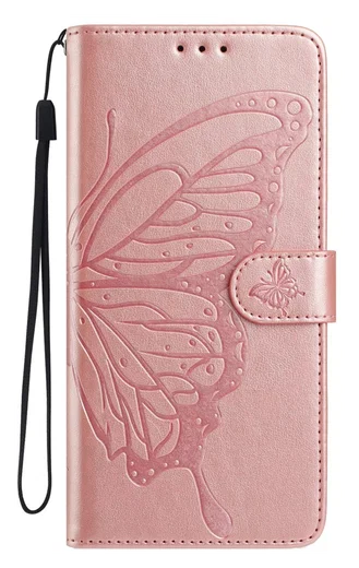 Xiaomi Redmi Note 14 Pro 4G Hoesje Vlinder Bloem Book Case Pasjeshouder Roze afbeelding 4