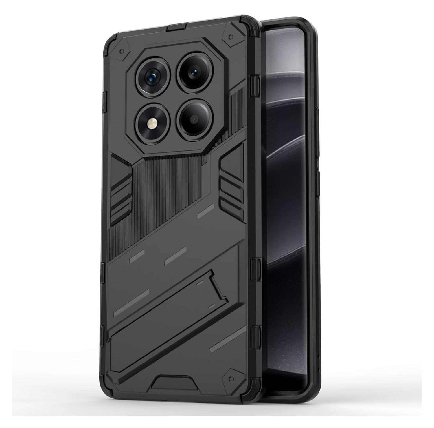 Xiaomi Redmi Note 14 Pro 4G Hoesje Shockproof Kickstand Back Cover Zwart afbeelding 1