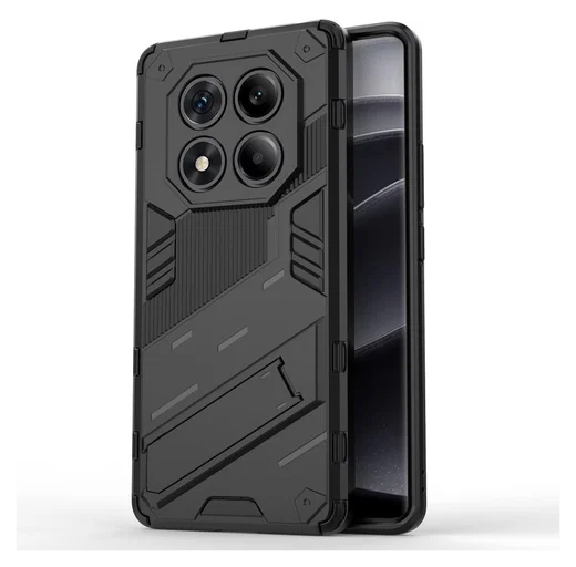 Xiaomi Redmi Note 14 Pro 4G Hoesje Shockproof Kickstand Back Cover Zwart afbeelding 1