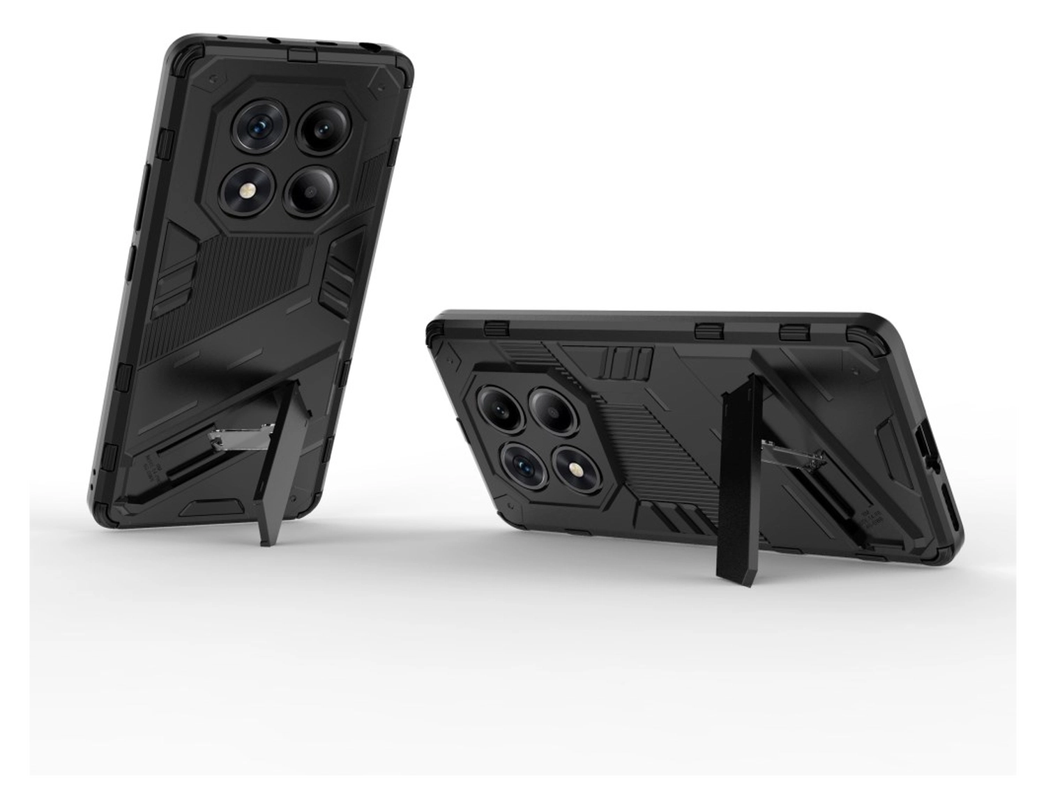 Xiaomi Redmi Note 14 Pro 4G Hoesje Shockproof Kickstand Back Cover Zwart afbeelding 2