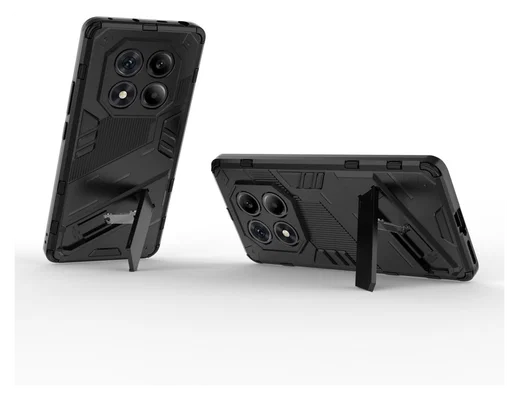 Xiaomi Redmi Note 14 Pro 4G Hoesje Shockproof Kickstand Back Cover Zwart afbeelding 2