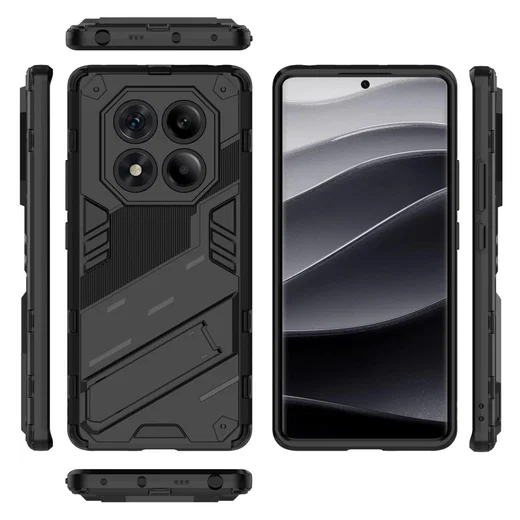 Xiaomi Redmi Note 14 Pro 4G Hoesje Shockproof Kickstand Back Cover Zwart afbeelding 4