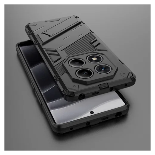 Xiaomi Redmi Note 14 Pro 4G Hoesje Shockproof Kickstand Back Cover Zwart afbeelding 5