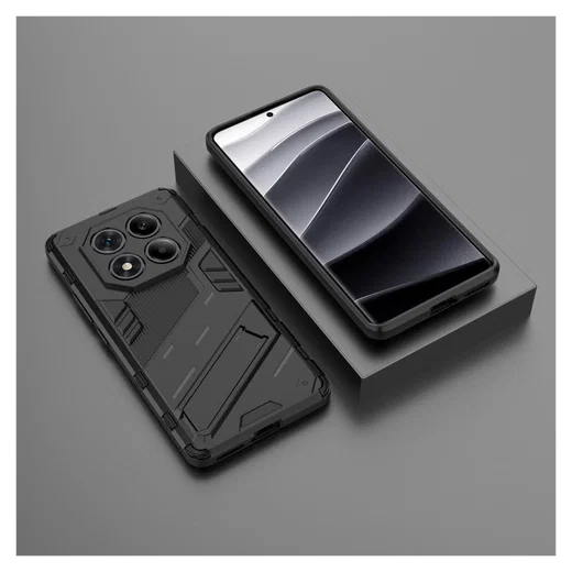 Xiaomi Redmi Note 14 Pro 4G Hoesje Shockproof Kickstand Back Cover Zwart afbeelding 6