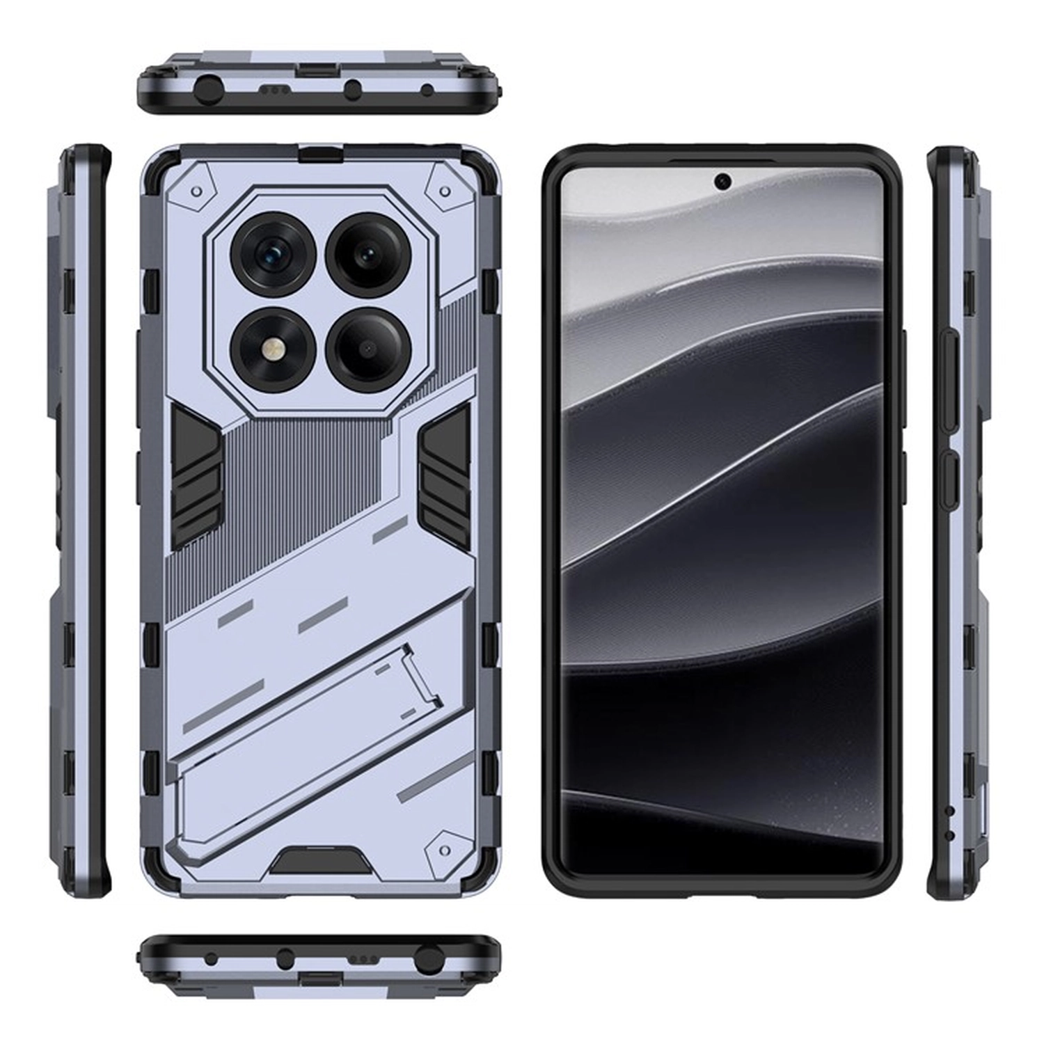 Xiaomi Redmi Note 14 Pro 4G Hoesje Shockproof Kickstand Back Cover Blauw afbeelding 4
