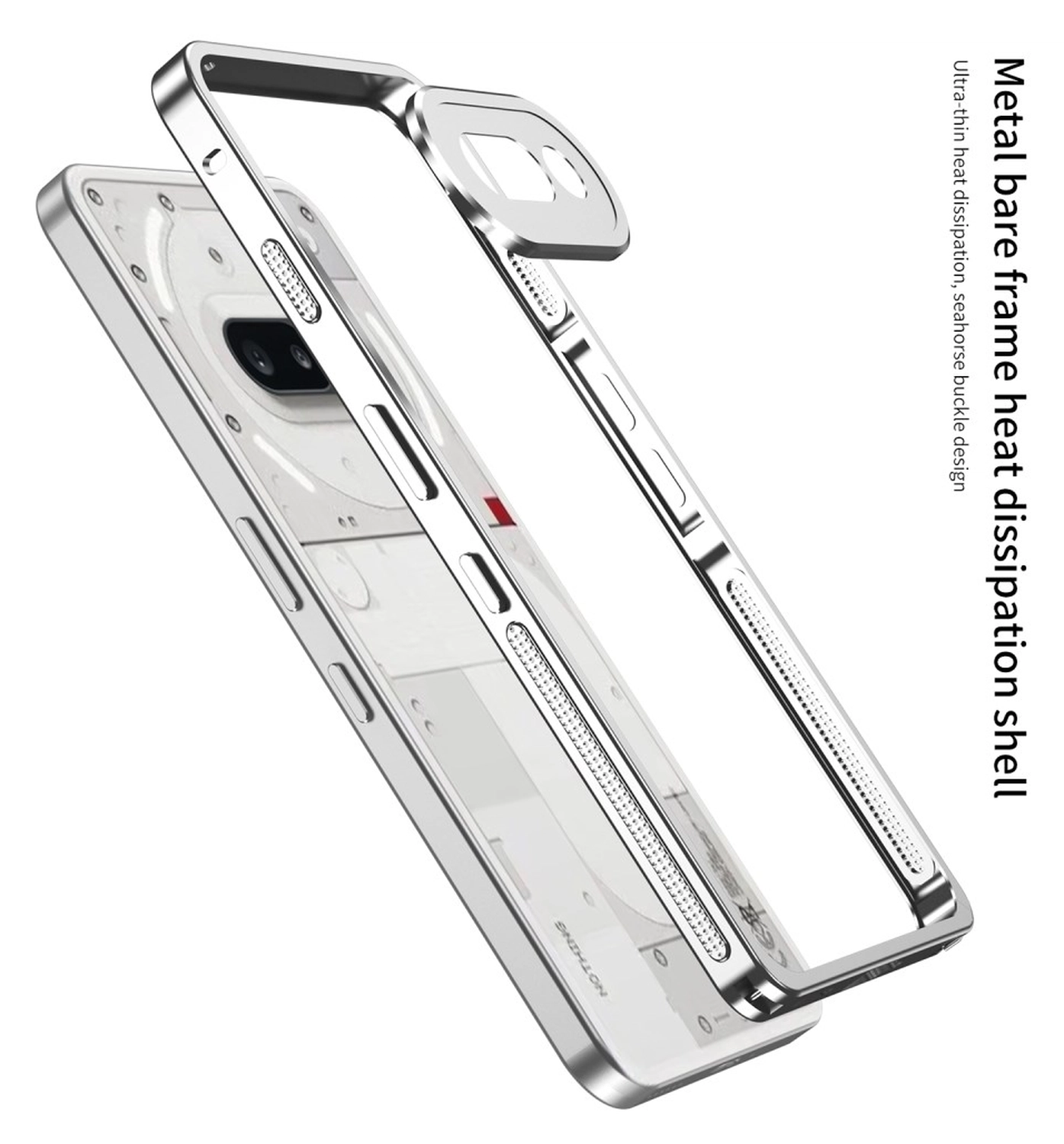 Nothing Phone (3a) Metalen Hoesje Frame met Camera Protector Grijs afbeelding 5
