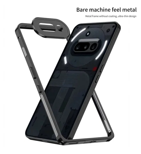 Nothing Phone (3a) Metalen Hoesje Frame met Camera Protector Zwart afbeelding 2