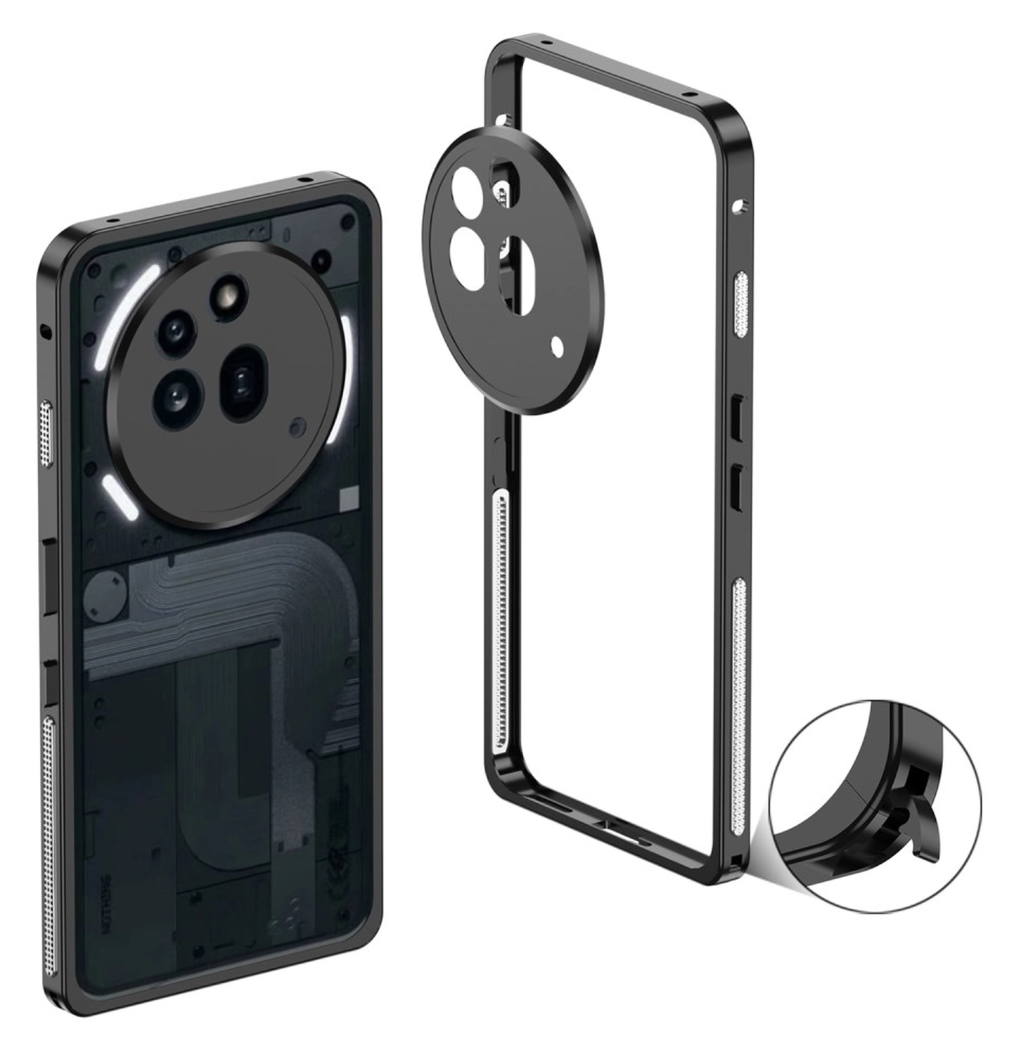 Nothing Phone (3a) Pro Hoesje Metalen Frame met Camera Protector Zwart afbeelding 1