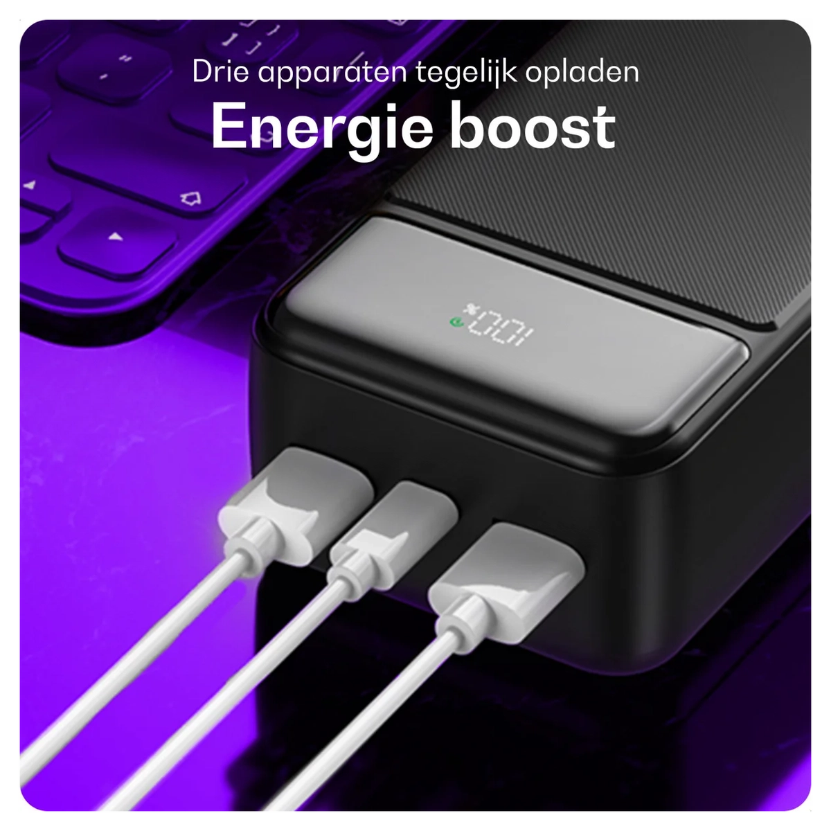 Buddi Boost 30.000 mAh Powerbank Met Display Duo Pack Zwart 22.5W afbeelding 14