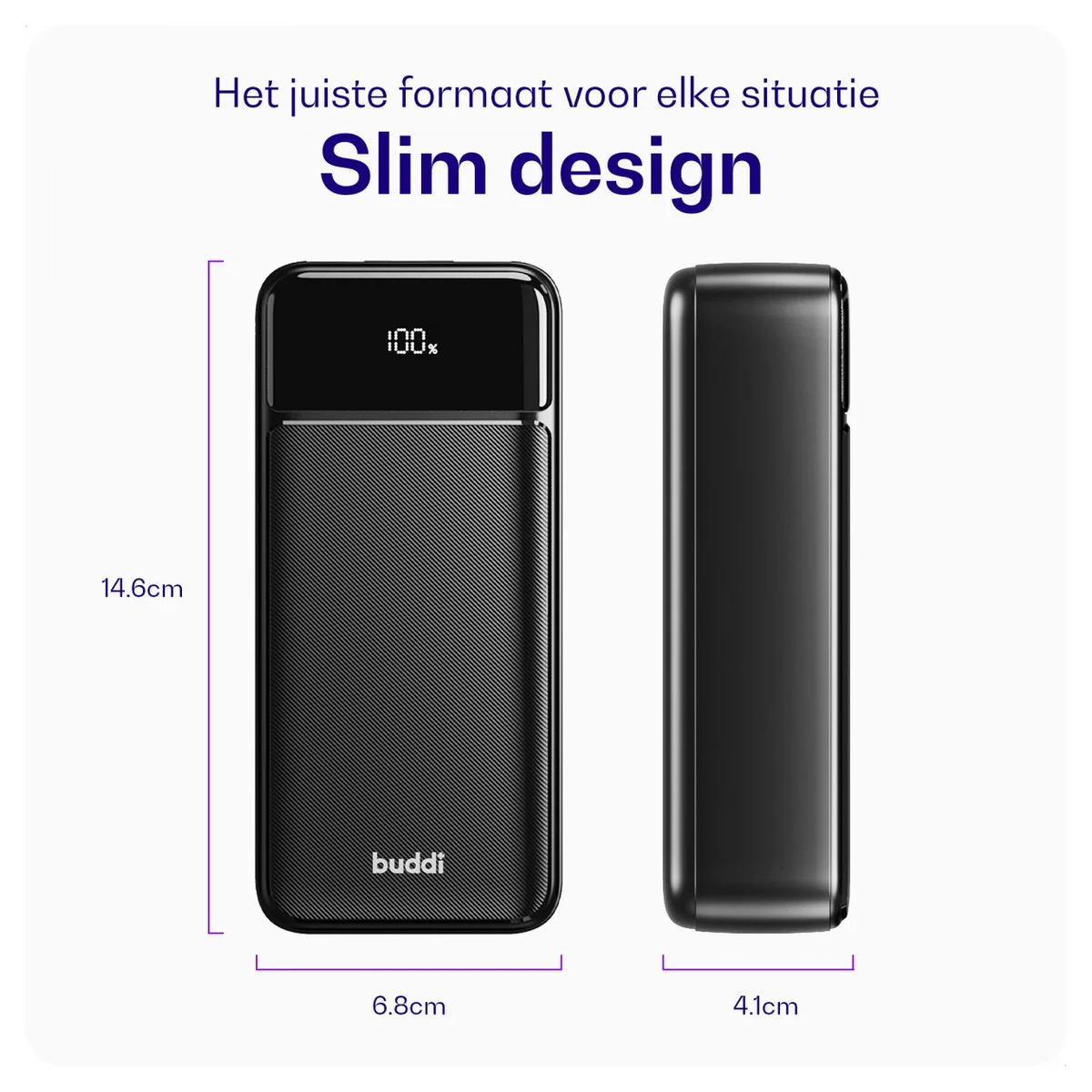 Buddi Boost 30.000 mAh Powerbank Met Display Duo Pack Zwart 22.5W afbeelding 8
