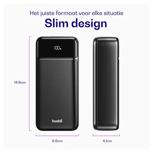 Buddi Boost 30.000 mAh Powerbank Met Display Duo Pack Zwart 22.5W afbeelding 8