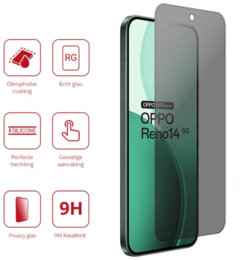 Rosso Oppo Reno 14 9H Tempered Glass Screen Protector Privacy afbeelding 2
