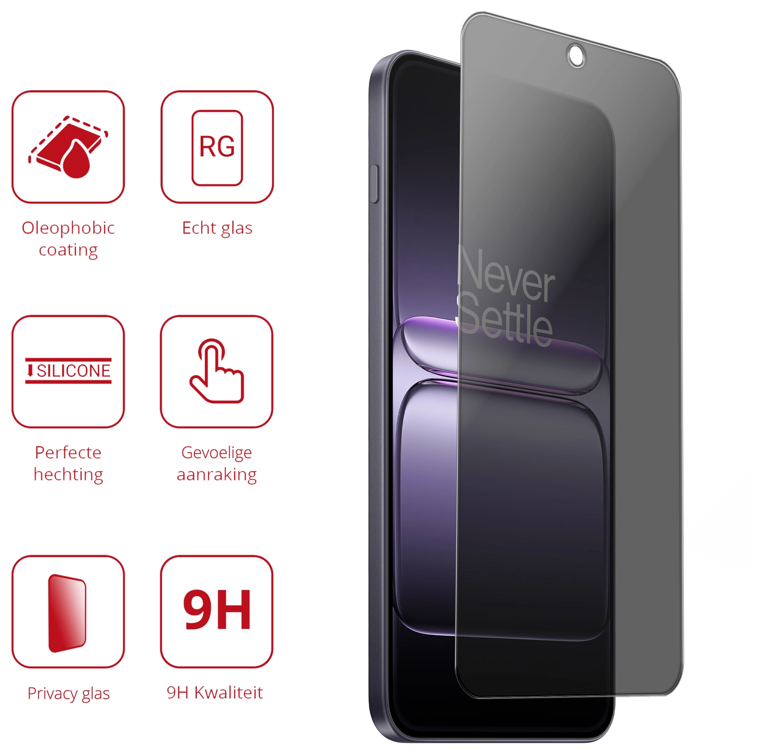 Rosso OnePlus Nord CE 5 9H Tempered Glass Screen Protector Privacy afbeelding 2