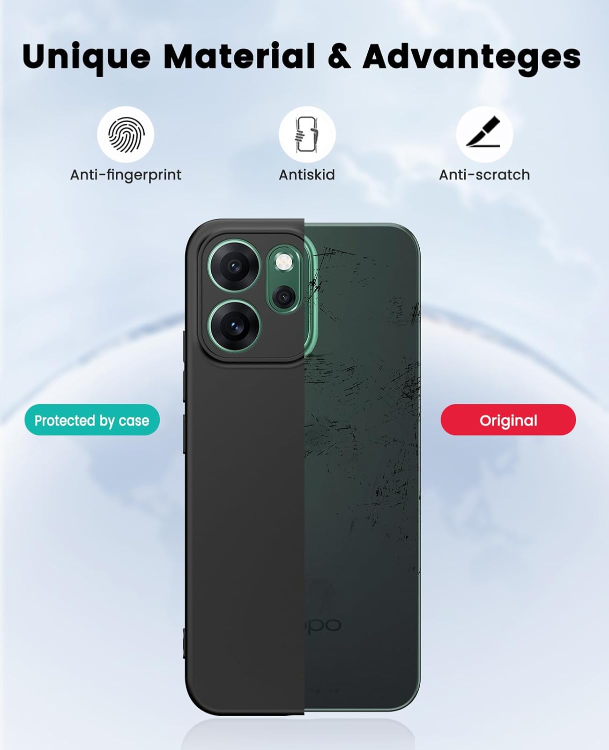 Oppo Reno 14 F Hoesje Dun TPU Back Cover Matte Zwart afbeelding 9