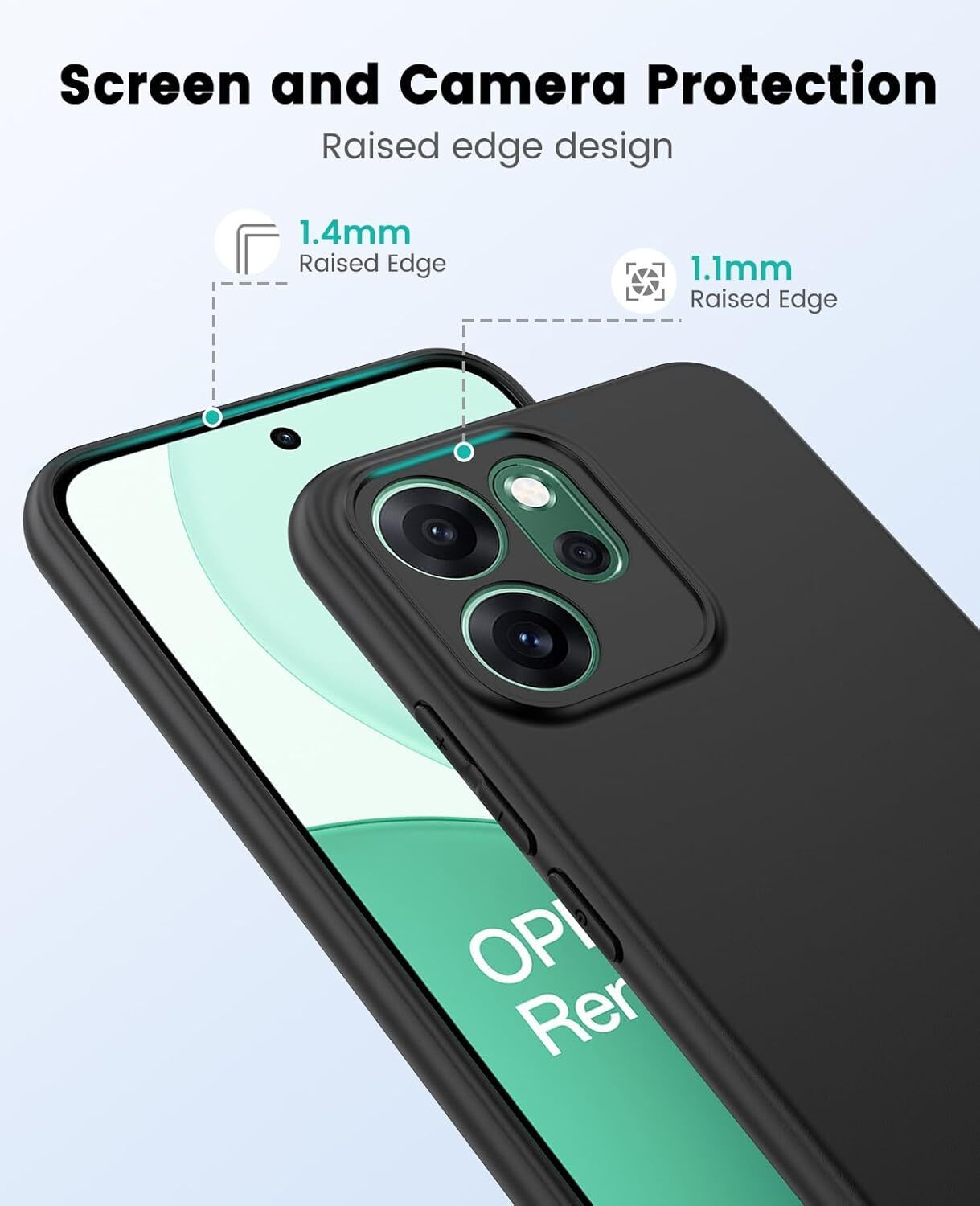 Oppo Reno 14 F Hoesje Dun TPU Back Cover Matte Zwart afbeelding 3