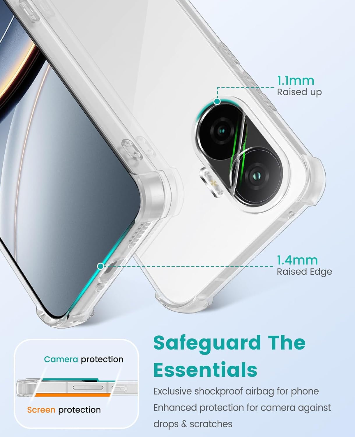 Xiaomi Poco F7 Hoesje Schokbestendig en Dun TPU Back Cover Transparant afbeelding 4