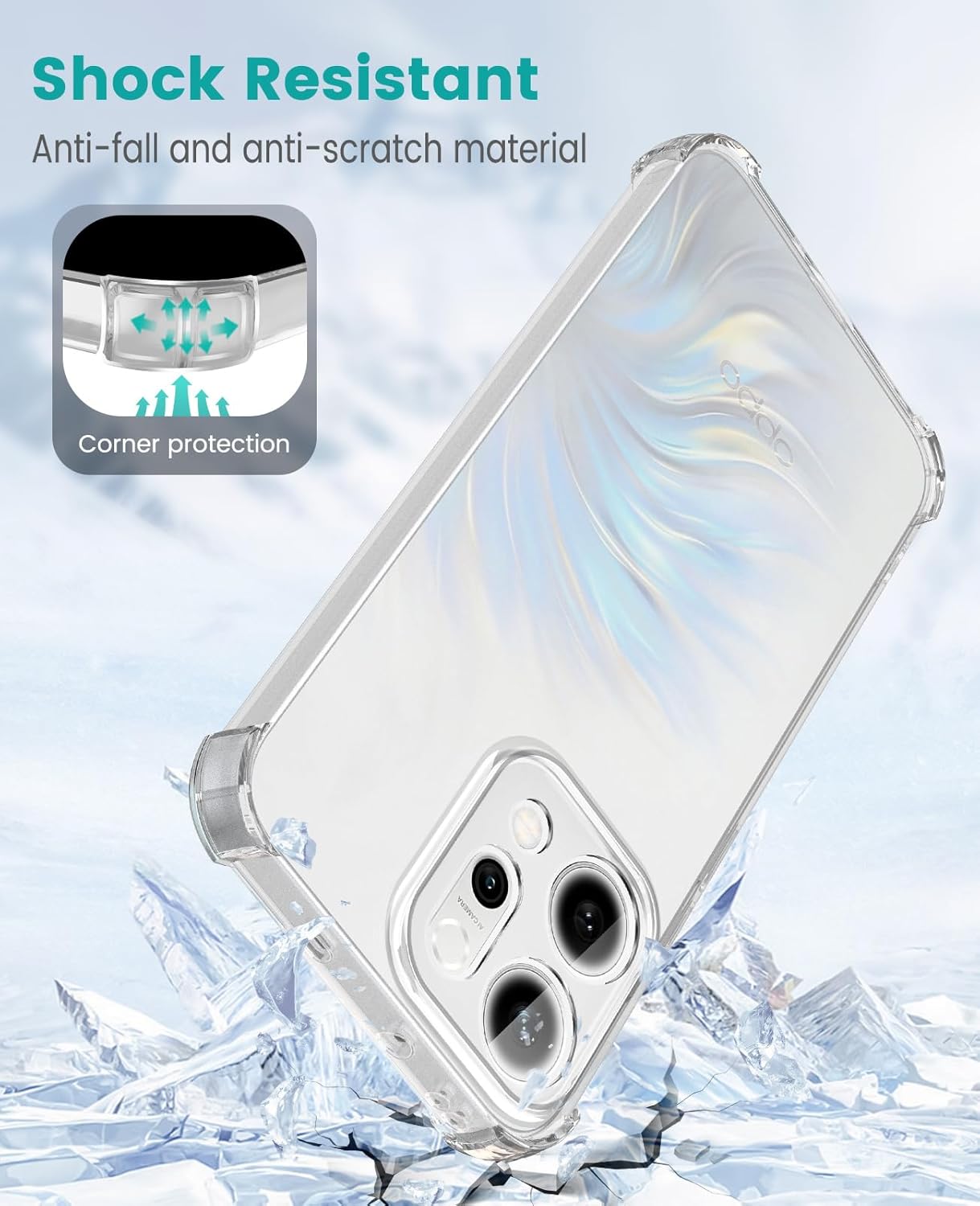 Oppo Reno 14 Hoesje Schokbestendig en Dun TPU Back Cover Transparant afbeelding 2