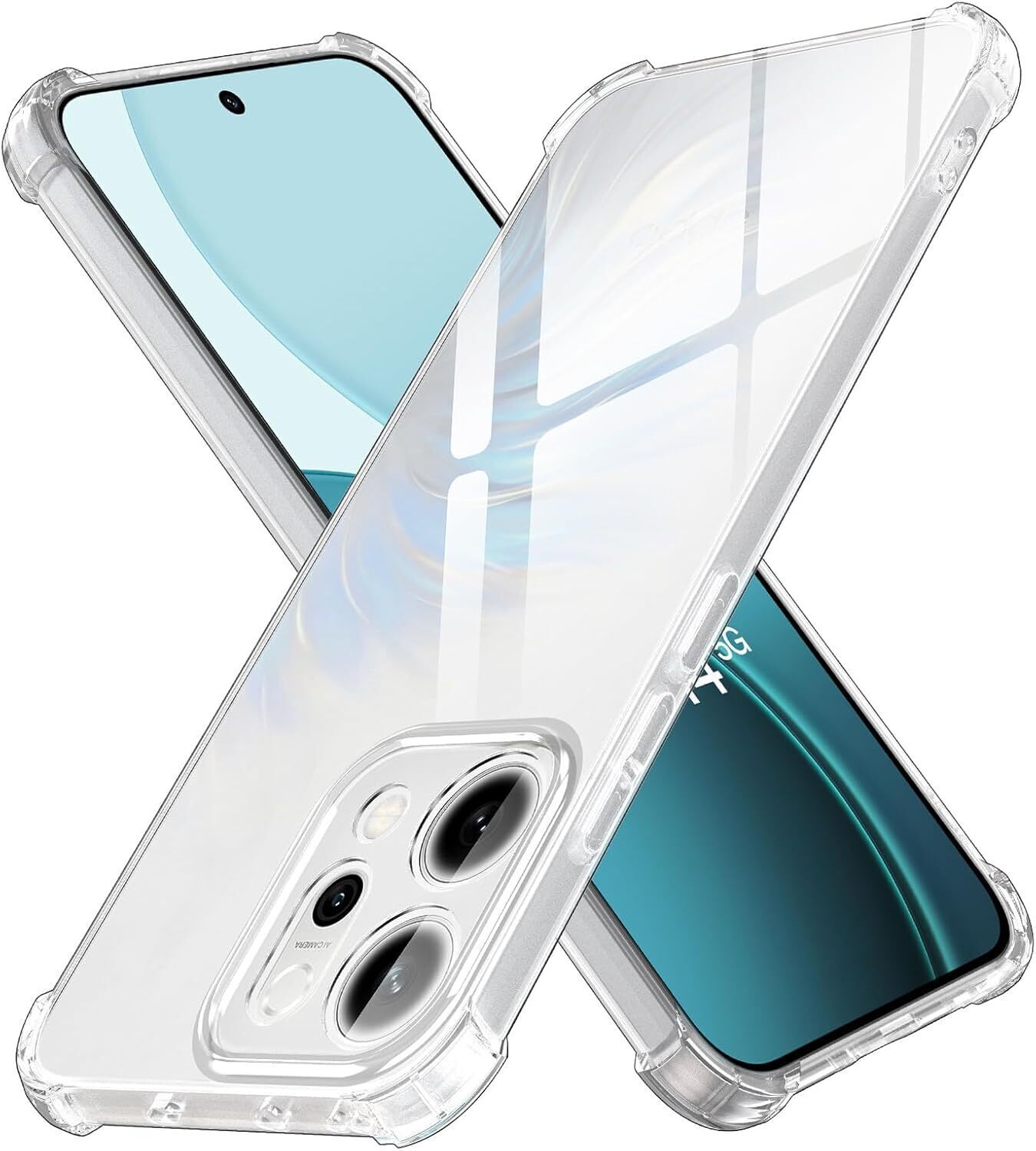 Oppo Reno 14 Hoesje Schokbestendig en Dun TPU Back Cover Transparant afbeelding 1