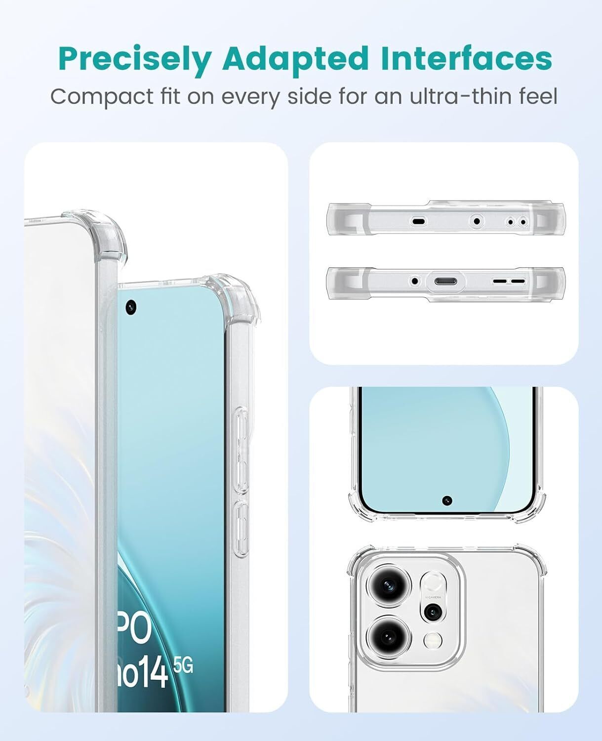 Oppo Reno 14 Hoesje Schokbestendig en Dun TPU Back Cover Transparant afbeelding 6