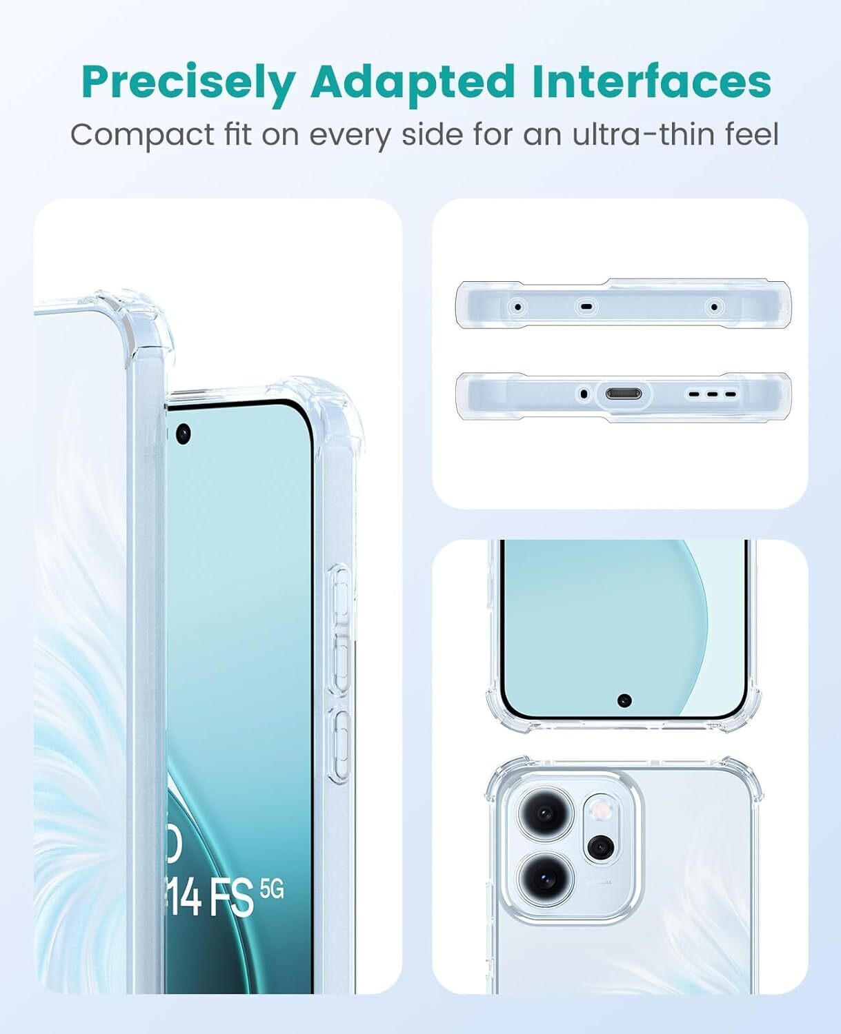 Oppo Reno 14 F Hoesje Schokbestendig en Dun TPU Back Cover Transparant afbeelding 2