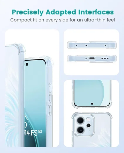 Oppo Reno 14 F Hoesje Schokbestendig en Dun TPU Back Cover Transparant afbeelding 2