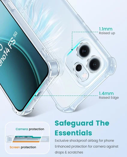 Oppo Reno 14 F Hoesje Schokbestendig en Dun TPU Back Cover Transparant afbeelding 8