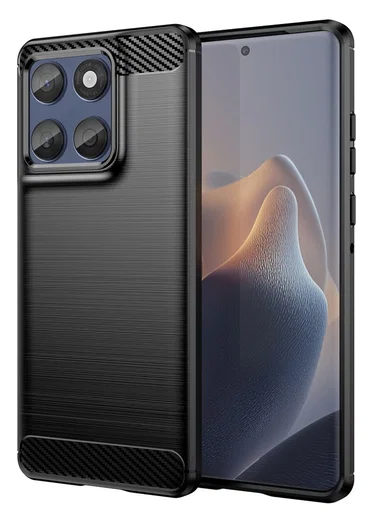 Motorola Edge 60 Hoesje Geborsteld TPU Flexibele Back Cover Zwart afbeelding 1