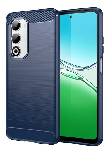 Oppo A5 (2025) Hoesje Geborsteld TPU Flexibele Back Cover Blauw afbeelding 1