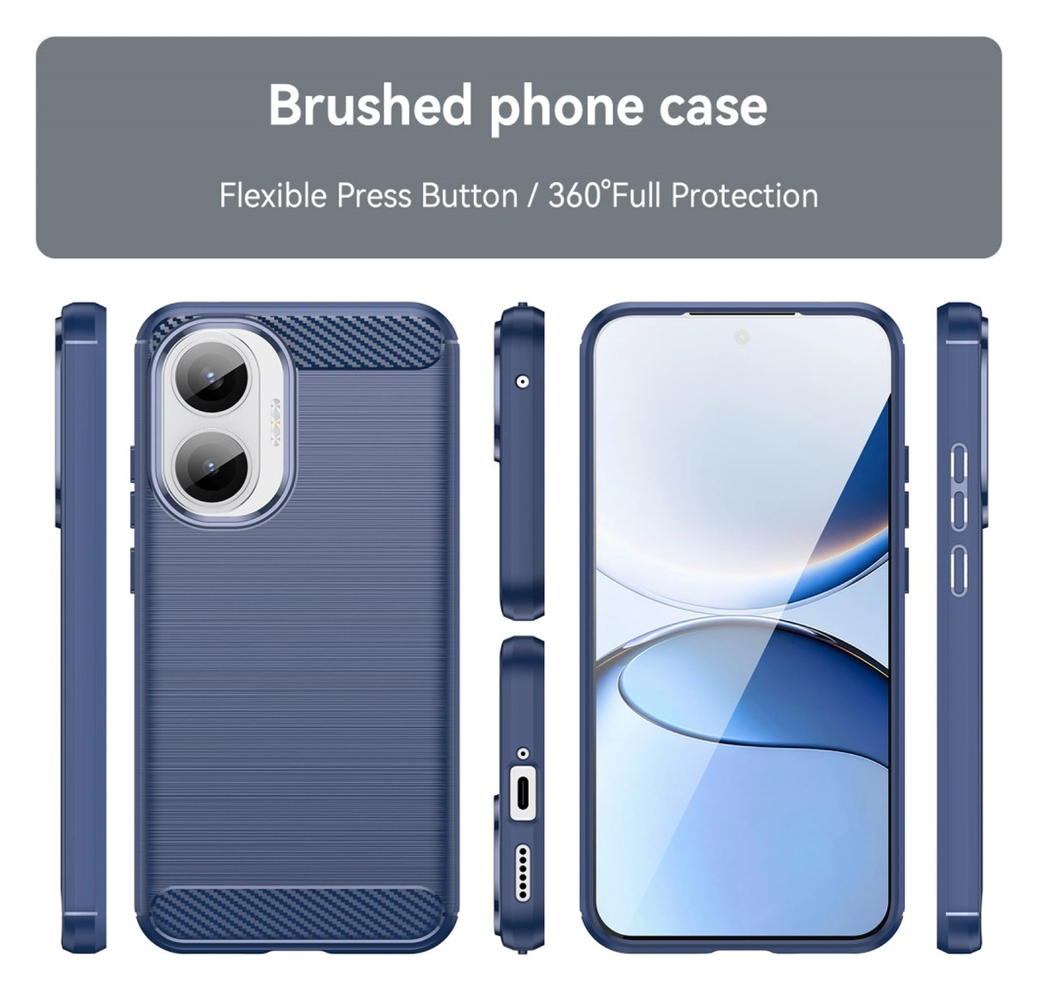 Xiaomi Poco F7 Hoesje Geborsteld TPU Flexibele Back Cover Blauw afbeelding 8