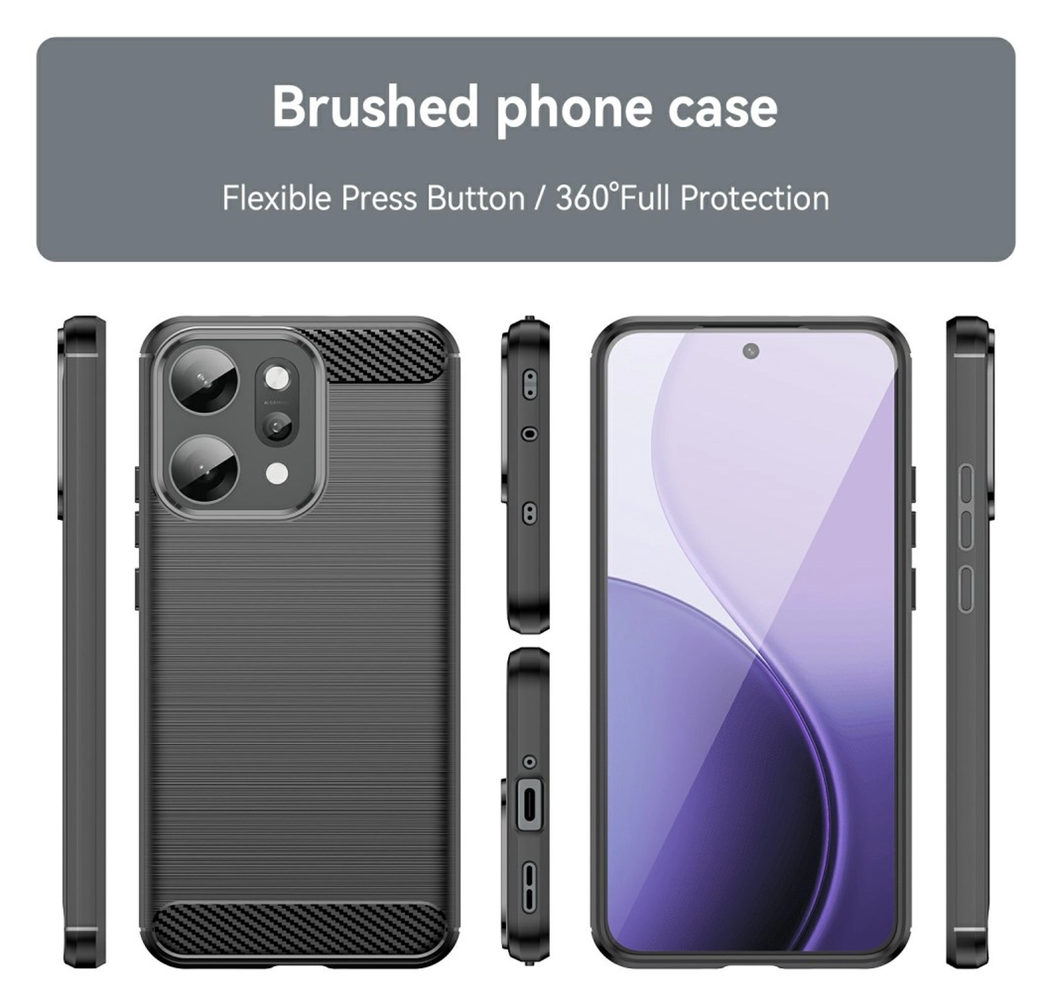 Oppo Reno 14 Pro Hoesje Geborsteld TPU Flexibele Back Cover Zwart afbeelding 8
