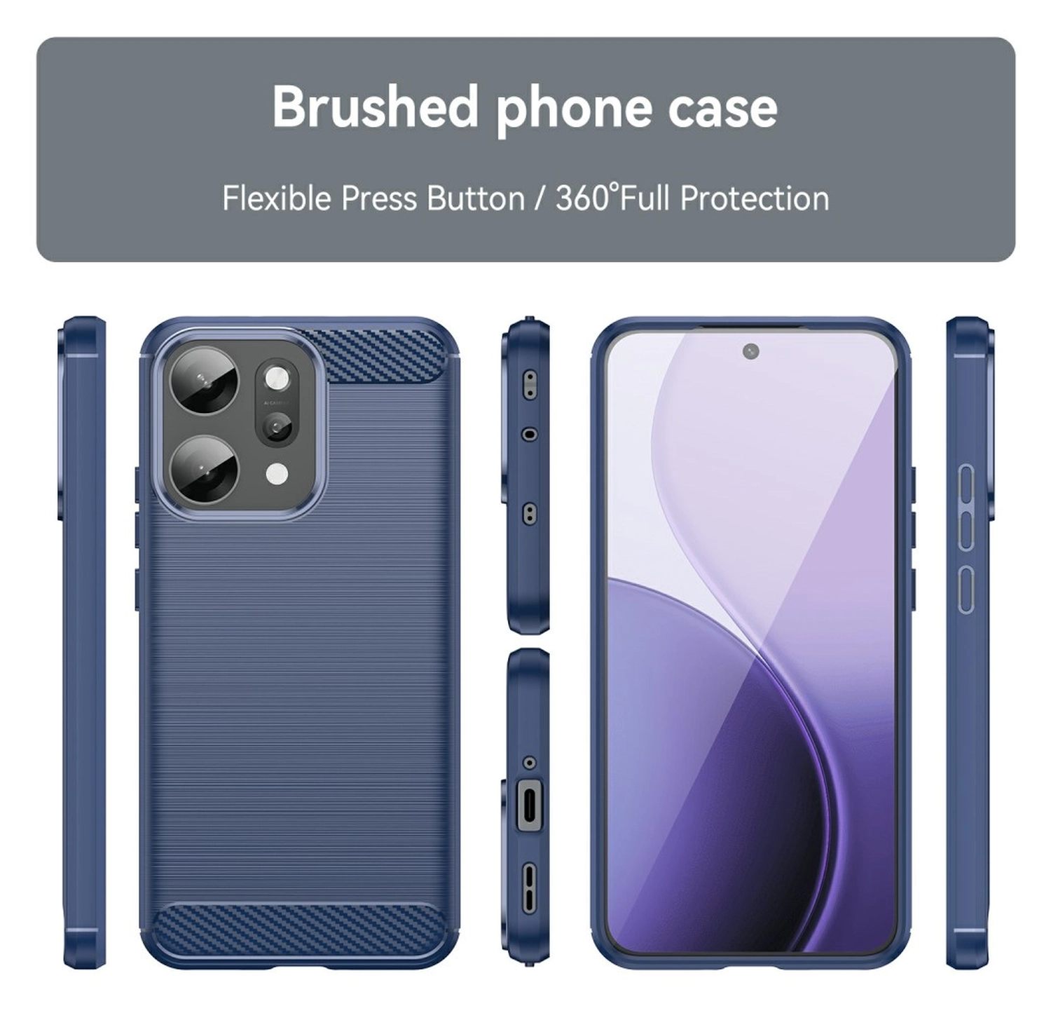 Oppo Reno 14 Pro Hoesje Geborsteld TPU Flexibele Back Cover Blauw afbeelding 8