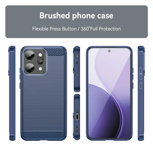 Oppo Reno 14 Pro Hoesje Geborsteld TPU Flexibele Back Cover Blauw afbeelding 8