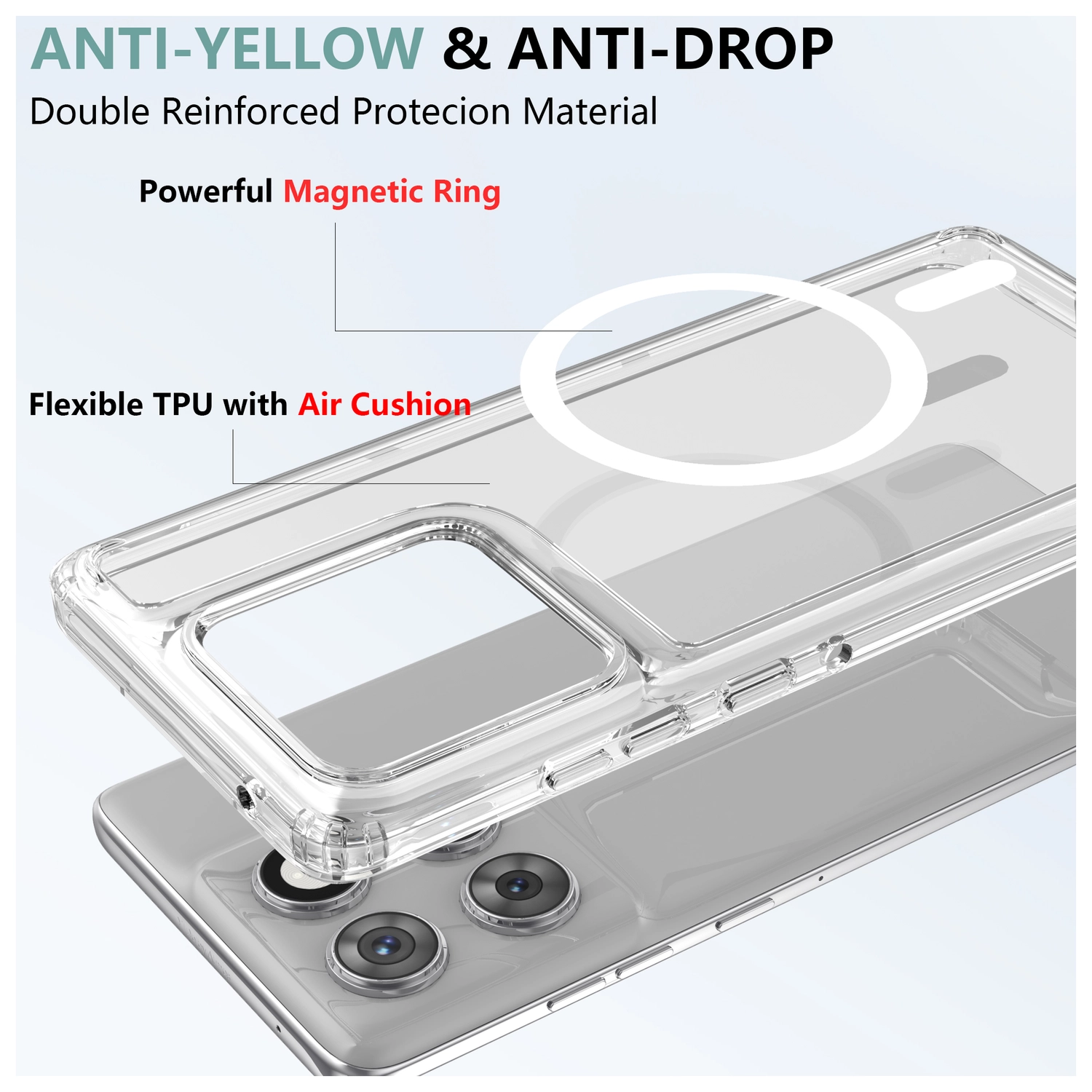 Motorola Edge 60 Hoesje Hard Back Cover met MagSafe Transparant afbeelding 5