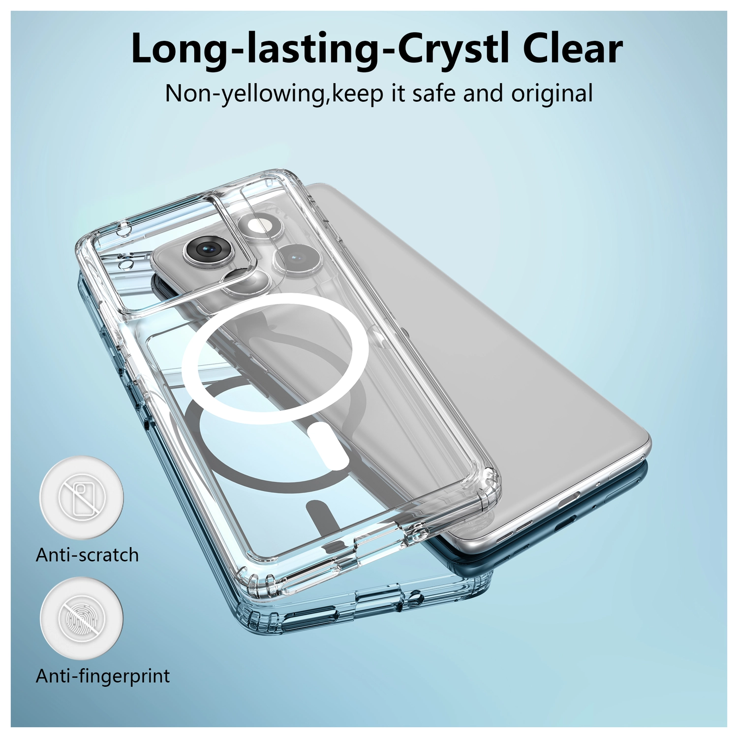 Motorola Edge 60 Pro Hoesje Hard Back Cover met MagSafe Transparant afbeelding 3