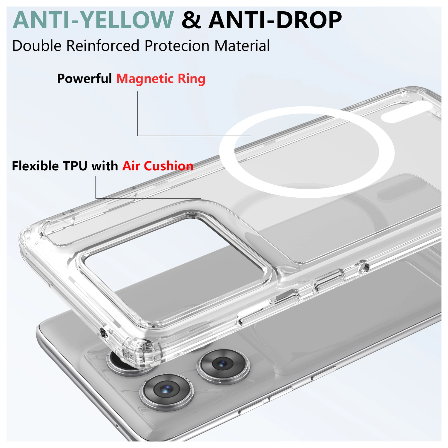 Motorola Edge 60 Pro Hoesje Hard Back Cover met MagSafe Transparant afbeelding 5