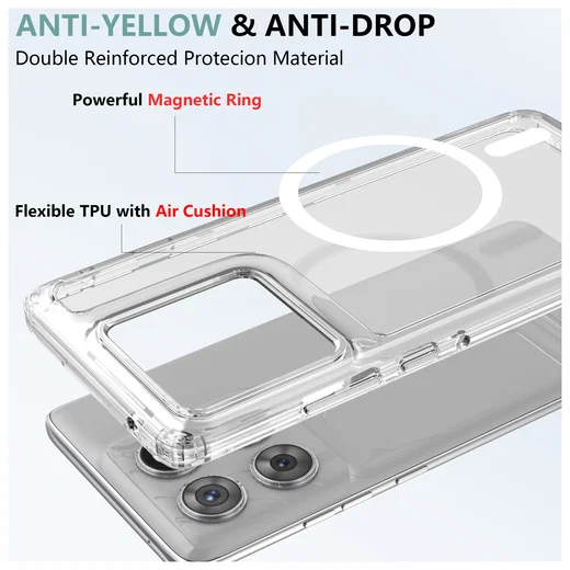 Motorola Edge 60 Pro Hoesje Hard Back Cover met MagSafe Transparant afbeelding 5