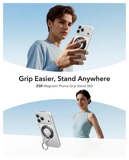 ESR HaloLock Phone Grip Stand 360 MagSafe Ring Houder Standaard Zwart afbeelding 3