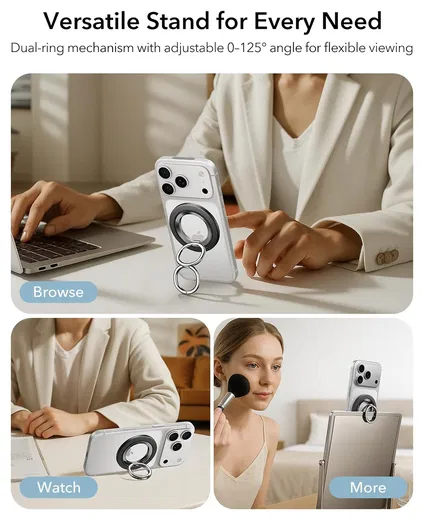 ESR HaloLock Phone Grip Stand 360 MagSafe Ring Houder Standaard Zwart afbeelding 5