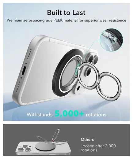 ESR HaloLock Phone Grip Stand 360 MagSafe Ring Houder Standaard Zwart afbeelding 7