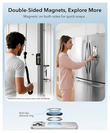 ESR HaloLock Phone Grip Stand 360 MagSafe Ring Houder Standaard Zwart afbeelding 8