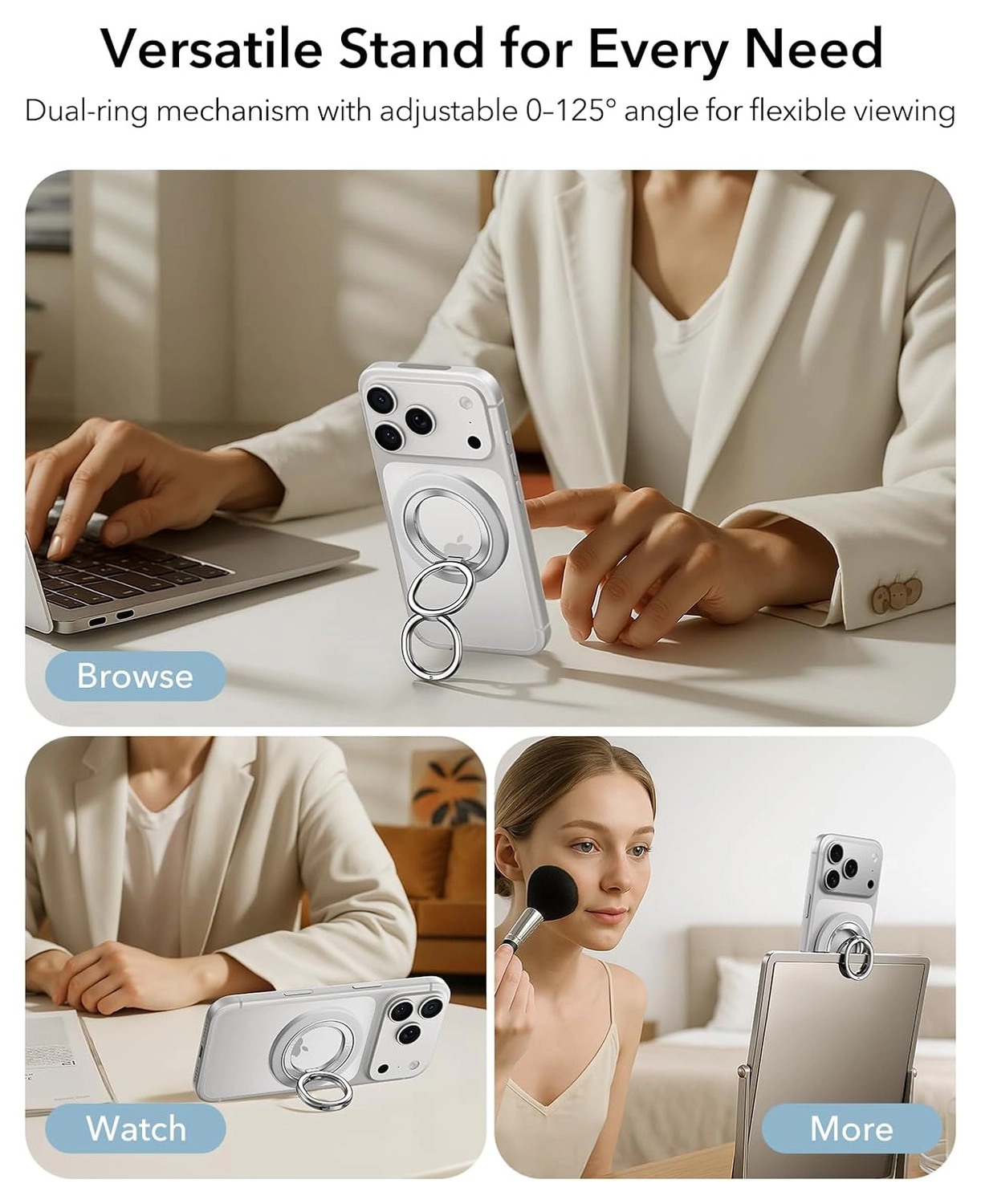 ESR HaloLock Phone Grip Stand 360 MagSafe Ring Houder Standaard Wit afbeelding 5