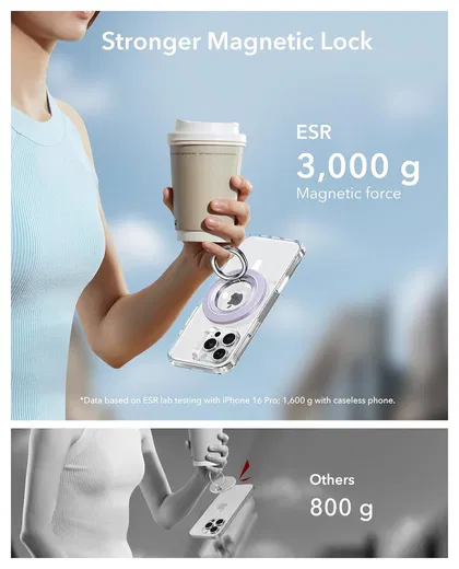 ESR HaloLock Phone Grip Stand 360 MagSafe Ring Houder Standaard Lavender afbeelding 7