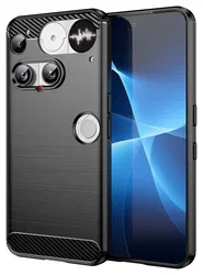 Nothing Phone (3) Hoesje Geborsteld TPU Flexibele Back Cover Zwart afbeelding