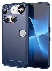 Nothing Phone (3) Hoesje Geborsteld TPU Flexibele Back Cover Blauw afbeelding