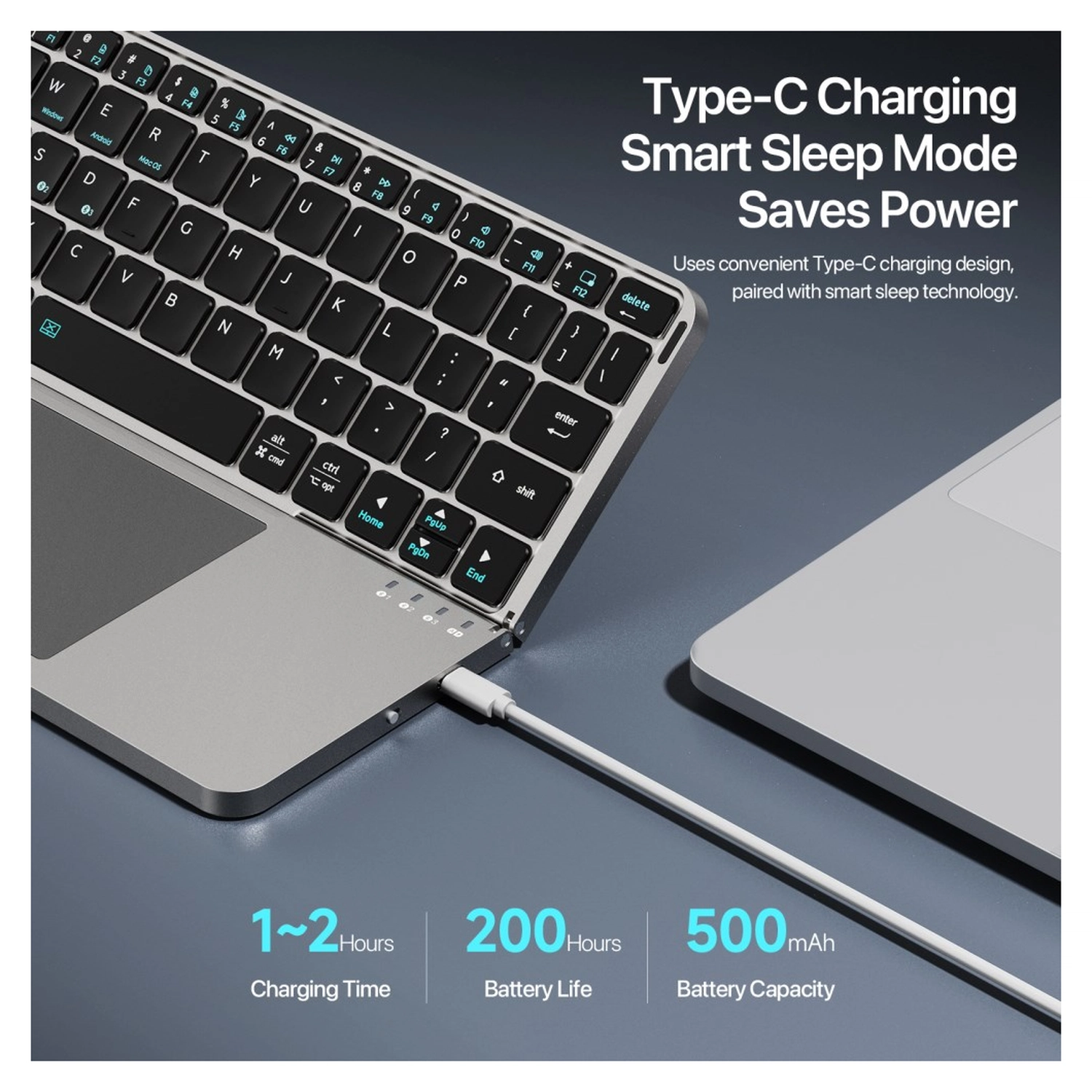 Dux Ducis OK Fold Draadloos Bluetooth Toetsenbord voor Tablet en Telefoon Zwart afbeelding 6