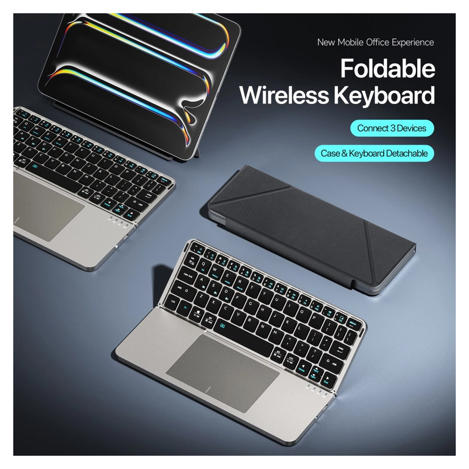 Dux Ducis OK Fold Draadloos Bluetooth Toetsenbord voor Tablet en Telefoon Zwart afbeelding 3