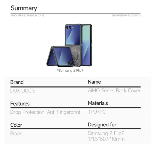 Dux Ducis Aimo Raam Samsung Galaxy Z Flip 7 Hoesje MagSafe Back Cover Zwart afbeelding 8
