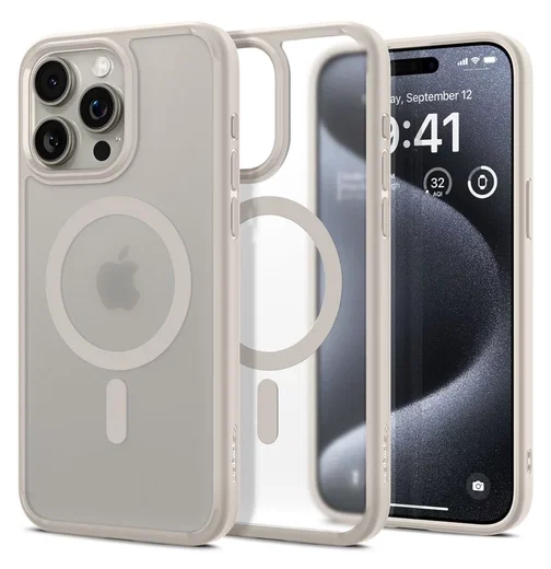 Spigen Ultra Hybrid MagFit Apple iPhone 15 Pro Max Hoesje MagSafe Titanium afbeelding 1